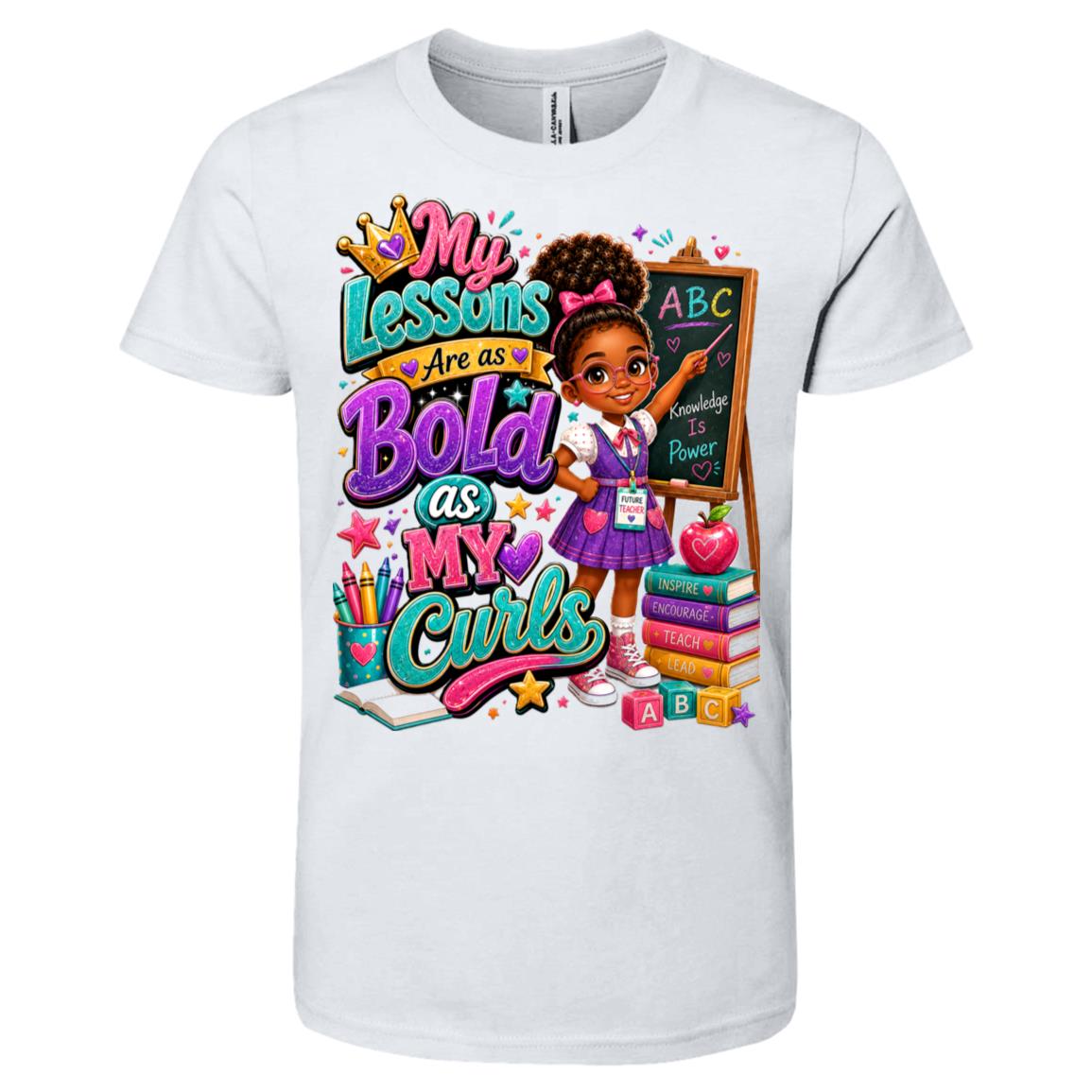 Teacher career tee for girls Ages 6-9 with natural hair pride by Riley's Way