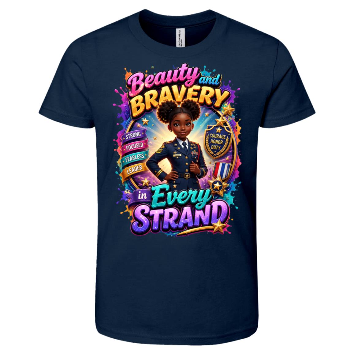 Marine career tee for girls Ages 10-12 with natural hair pride by Riley's Way