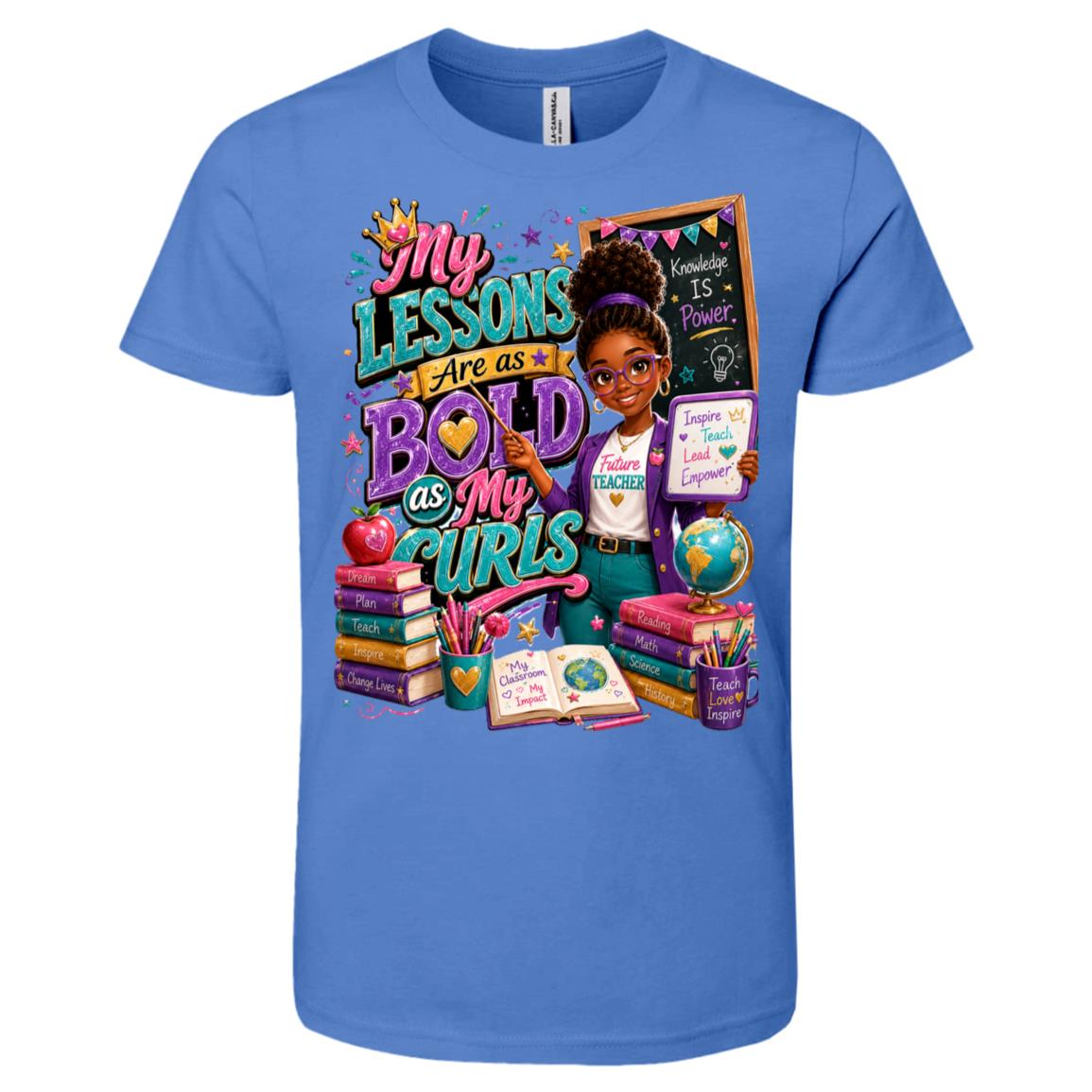 Teacher career tee for girls Ages 10-12 with natural hair pride by Riley's Way
