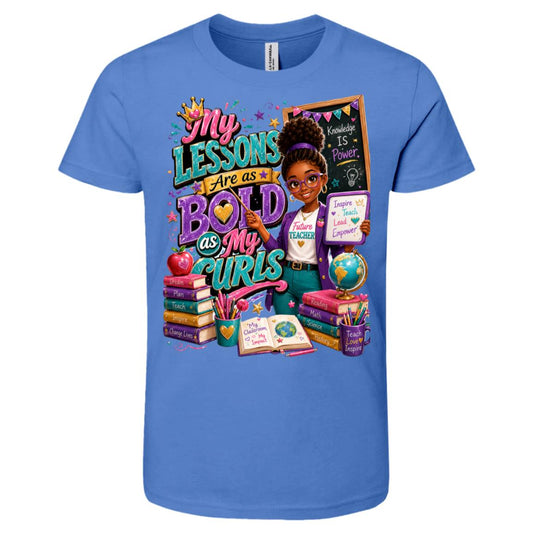 Teacher career tee for girls Ages 10-12 with natural hair pride by Riley's Way