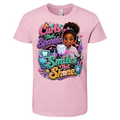 Dentist career tee for girls Ages 6-9 with natural hair pride by Riley's Way