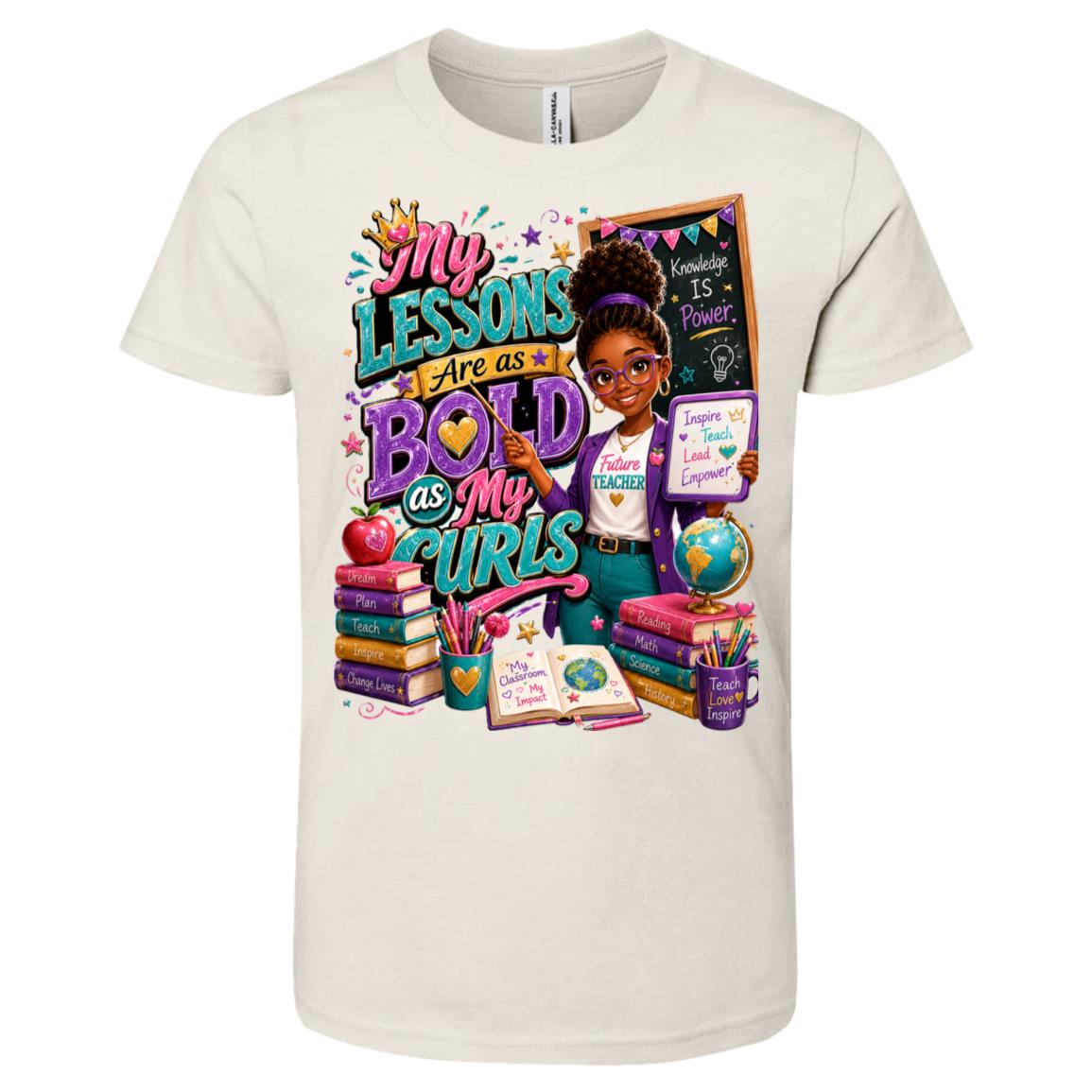 Teacher career tee for girls Ages 10-12 with natural hair pride by Riley's Way