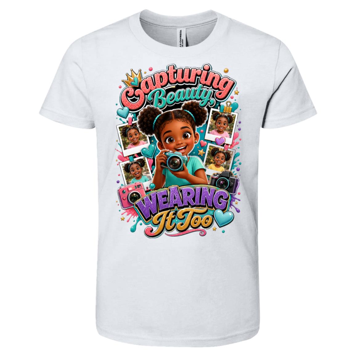 Photographer career tee for girls Ages 6-9 with natural hair pride by Riley's Way