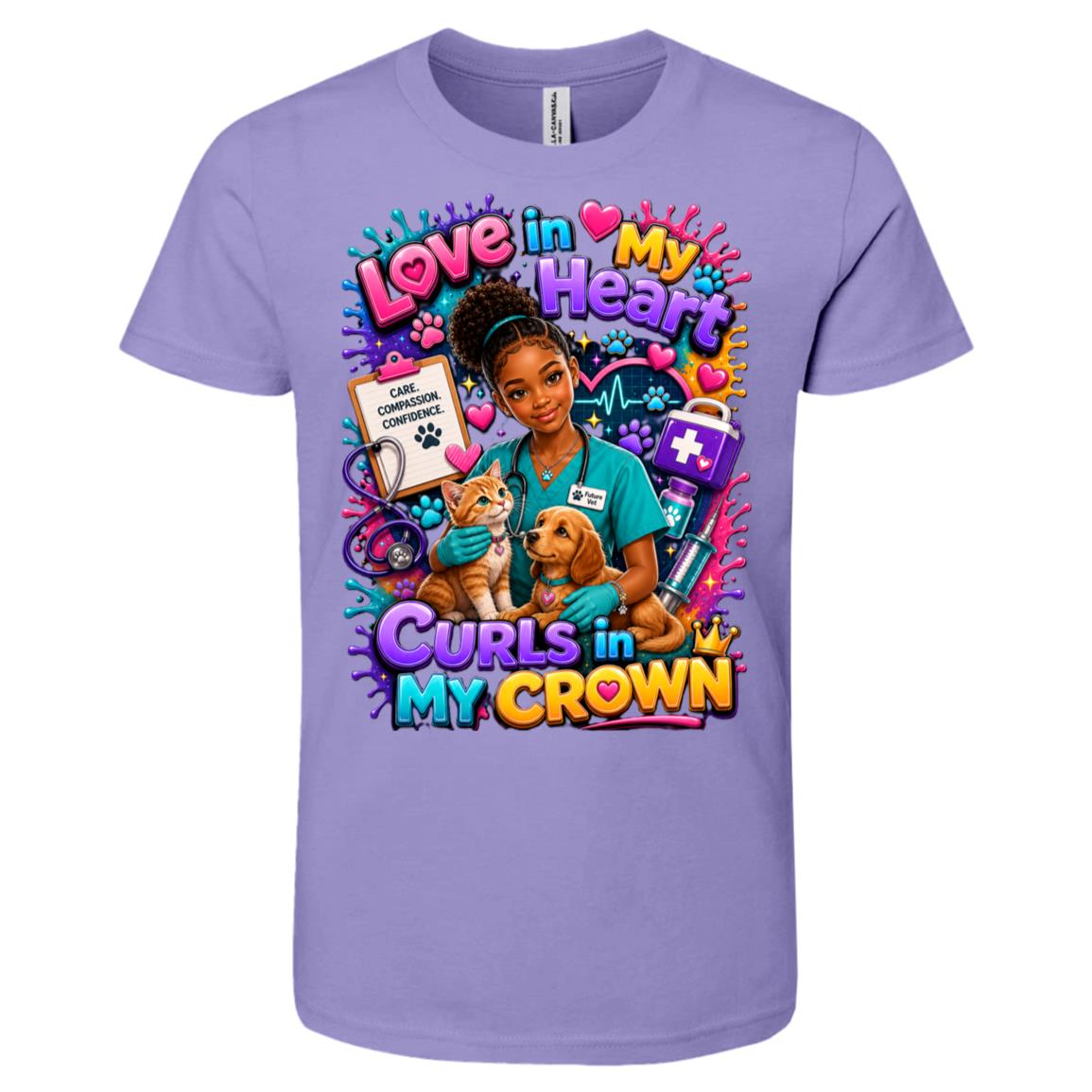 Veterinarian career tee for girls Ages 10-12 with natural hair pride by Riley's Way