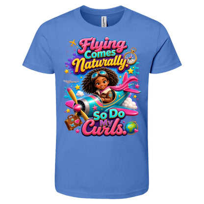 Pilot career tee for girls Ages 6-9 with natural hair pride by Riley's Way