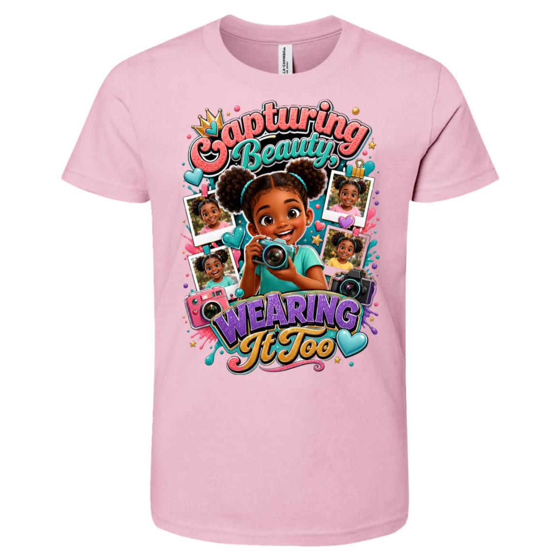 Photographer career tee for girls Ages 6-9 with natural hair pride by Riley's Way