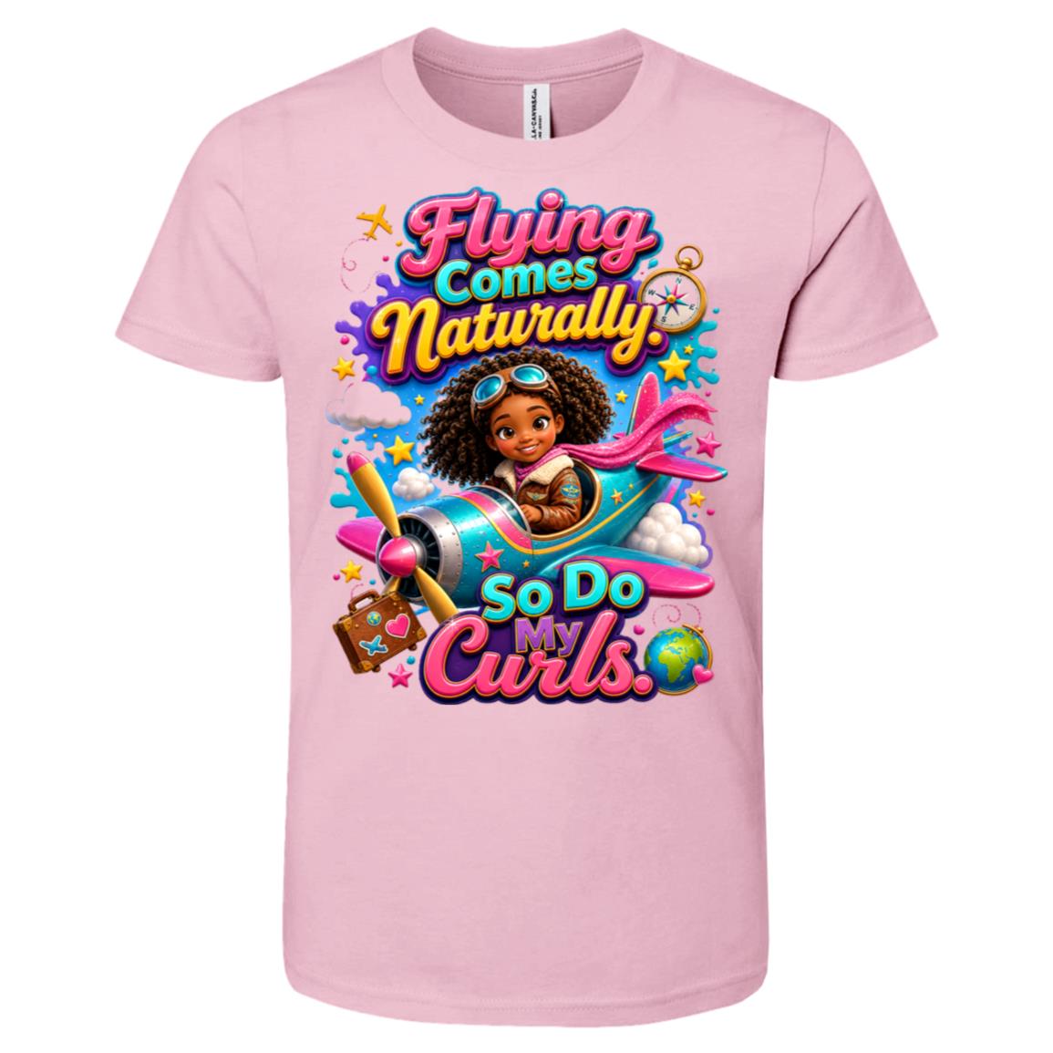 Pilot career tee for girls Ages 6-9 with natural hair pride by Riley's Way