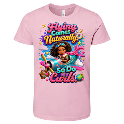 Pilot career tee for girls Ages 6-9 with natural hair pride by Riley's Way