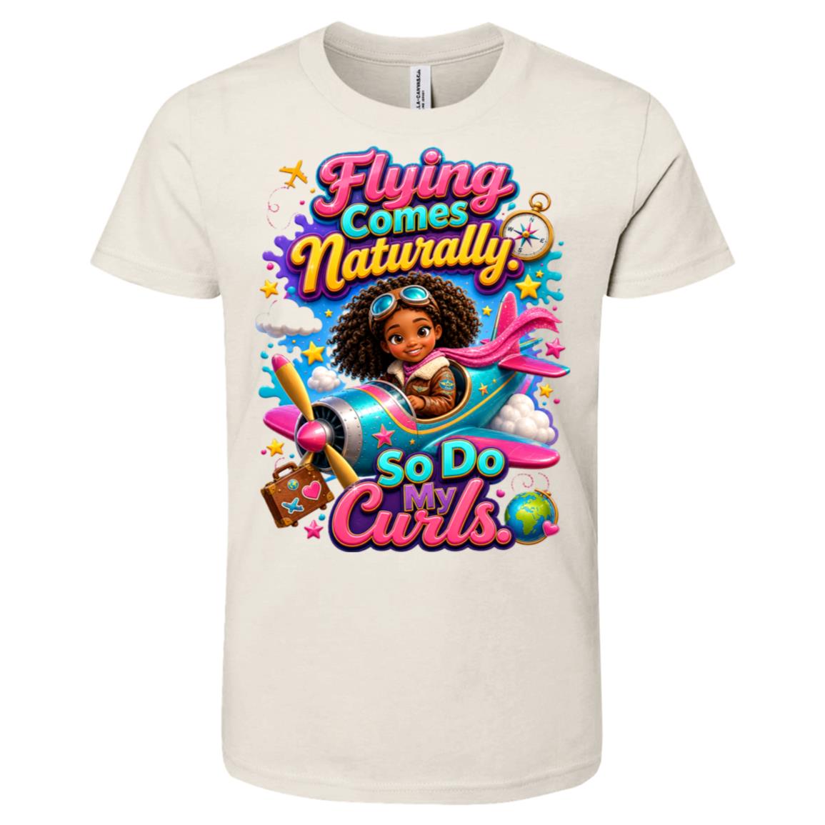 Pilot career tee for girls Ages 6-9 with natural hair pride by Riley's Way