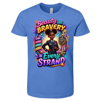Marine career tee for girls Ages 10-12 with natural hair pride by Riley's Way