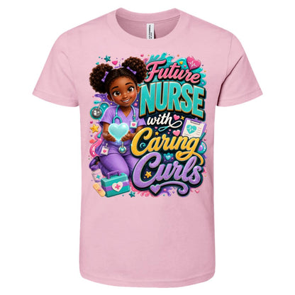 Nurse career tee for girls Ages 10-12 with natural hair pride by Riley's Way