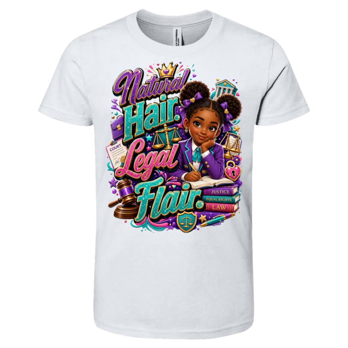 Lawyer career tee for girls Ages 6-9 with natural hair pride by Riley's Way
