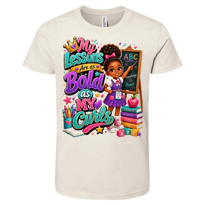 Teacher career tee for girls Ages 6-9 with natural hair pride by Riley's Way