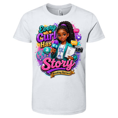 Journalist career tee for girls Ages 10-12 with natural hair pride by Riley's Way