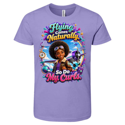 Pilot career tee for girls Ages 10-12 with natural hair pride by Riley's Way