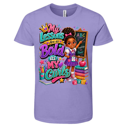 Teacher career tee for girls Ages 6-9 with natural hair pride by Riley's Way