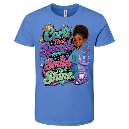 Dentist career tee for girls Ages 10-12 with natural hair pride by Riley's Way