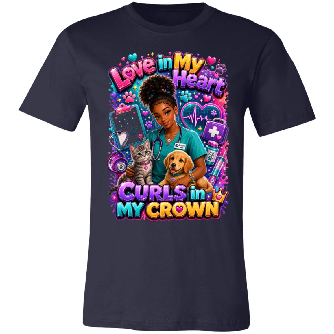Veterinarian career tee for girls Ages 13-16 with natural hair pride by Riley's Way