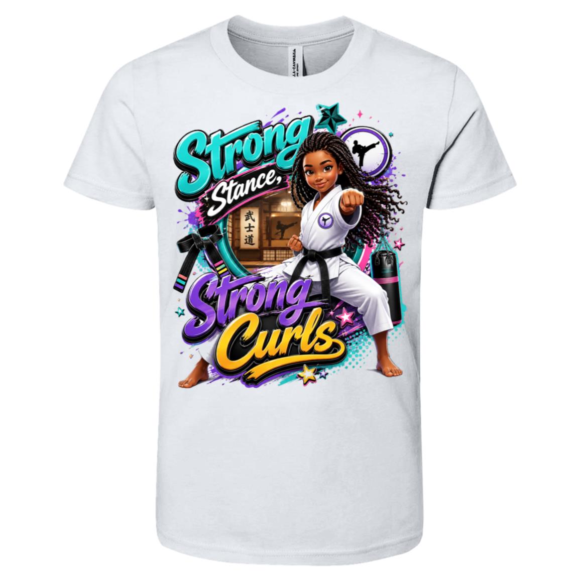 Karate career tee for girls Ages 10-12 with natural hair pride by Riley's Way