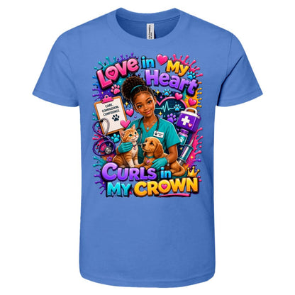 Veterinarian career tee for girls Ages 10-12 with natural hair pride by Riley's Way