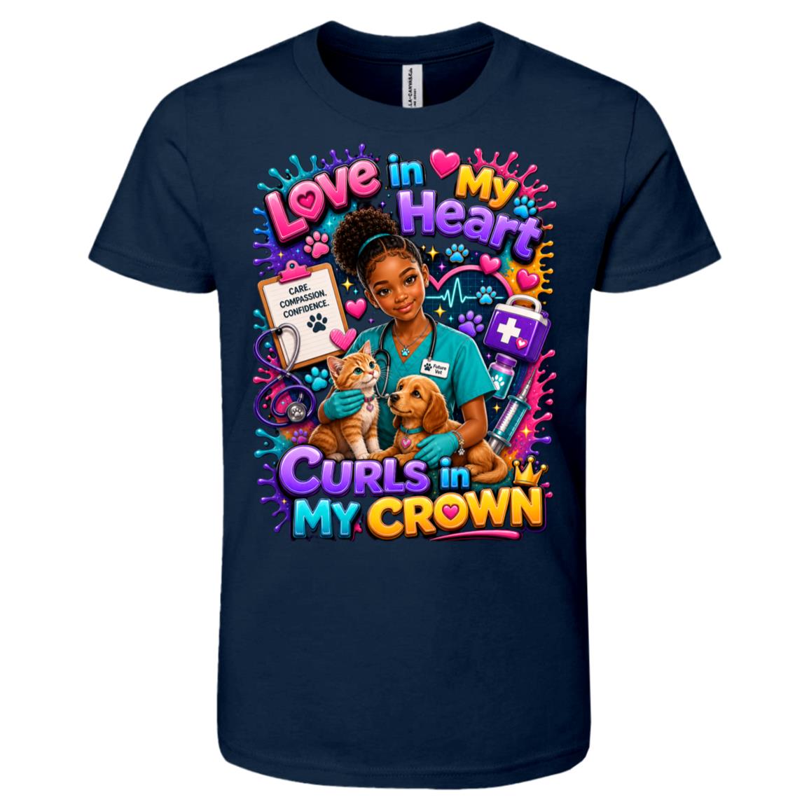Veterinarian career tee for girls Ages 10-12 with natural hair pride by Riley's Way
