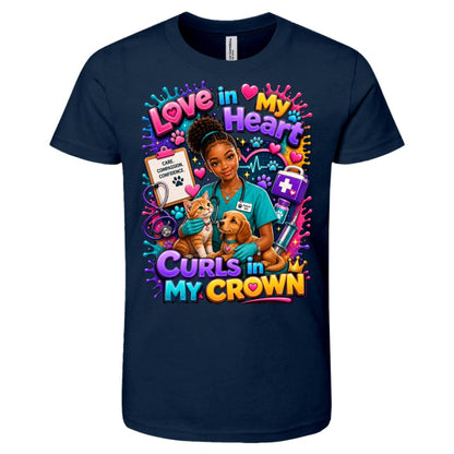 Veterinarian career tee for girls Ages 10-12 with natural hair pride by Riley's Way