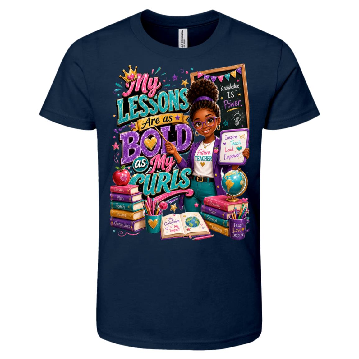Teacher career tee for girls Ages 10-12 with natural hair pride by Riley's Way