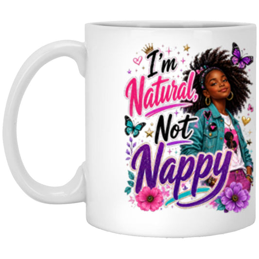 Natural Not Nappy Riley's Way white mug artwork for Ages 10-12