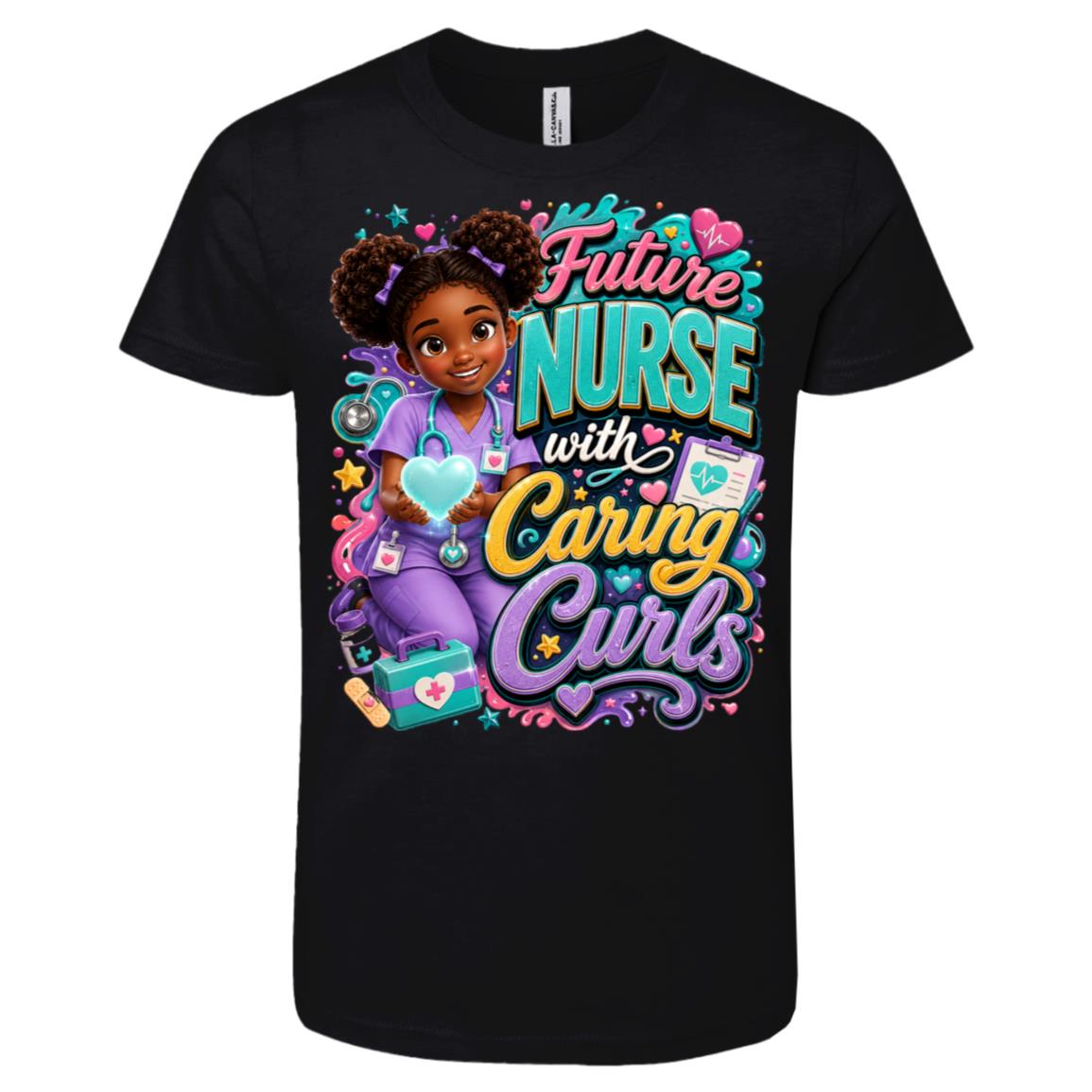 Nurse career tee for girls Ages 10-12 with natural hair pride by Riley's Way