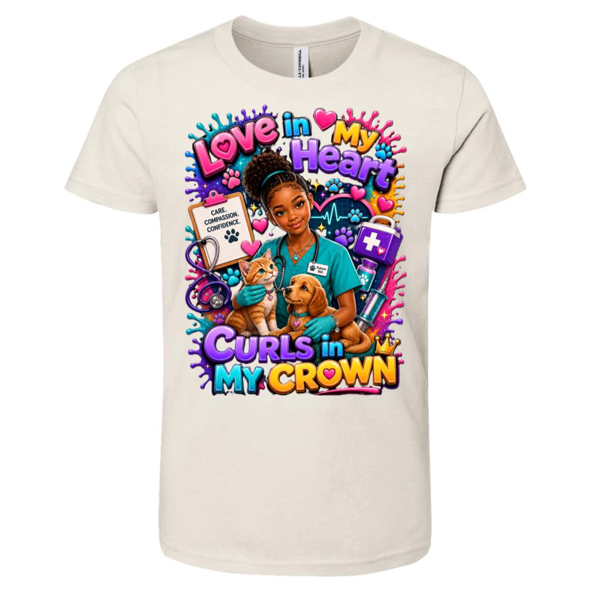 Veterinarian career tee for girls Ages 10-12 with natural hair pride by Riley's Way