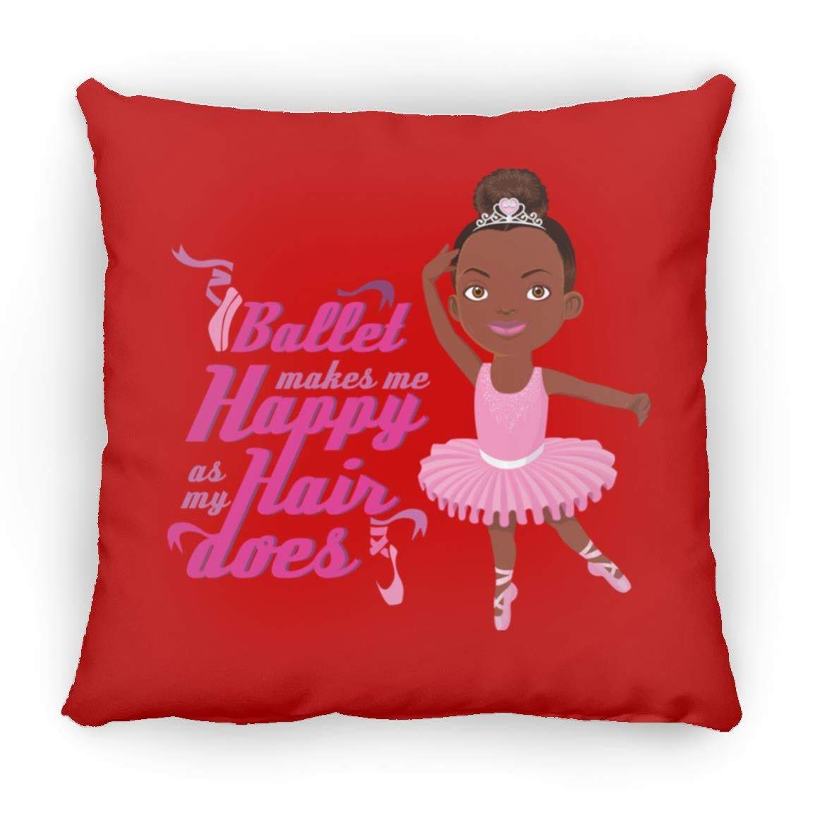 Ballerina Square Pillow 16x16-CustomCat-Accessories,Happy Ballerina,Pillows