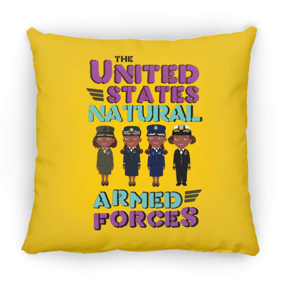 Armed Forces Pillow 16x16-CustomCat-Accessories,Armed Forces with Awesome Hair,Housewares,Pillows,Shop