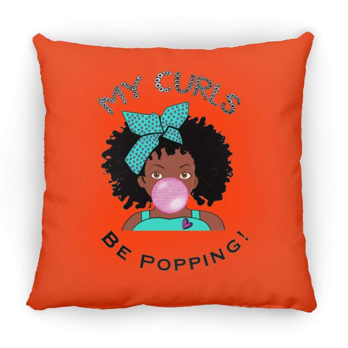 Curls Popping Square Pillow 16x16-CustomCat-Accessories,Pillows