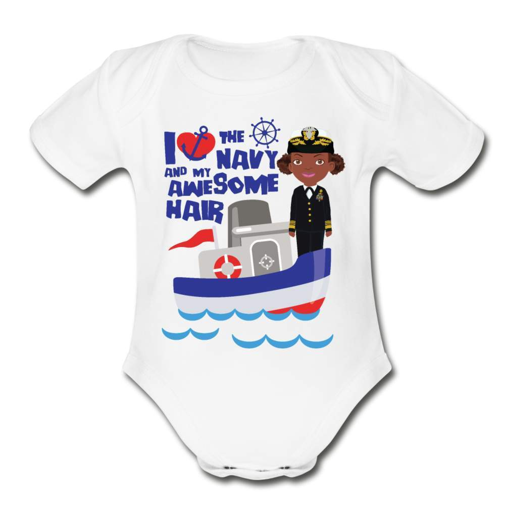 I Love the Navy and My Awesome Hair Organic Short Sleeve Baby Bodysuit-SPOD-Armed Forces with Awesome Hair,Baby Bodysuits,Career T shirts and Onesies,Girls Clothes,infant,Infants,Kids & Babies,navy awesome,Shop,SPOD