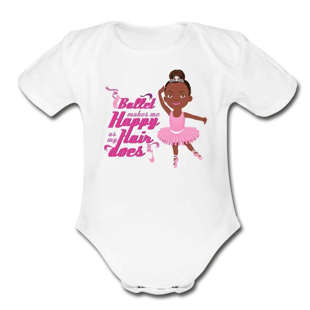 Happy Ballerina Organic Short Sleeve Baby Bodysuit-SPOD-Career T shirts and Onesies,Girls Clothes,Happy Ballerina,infant,Infants,Shop,SPOD