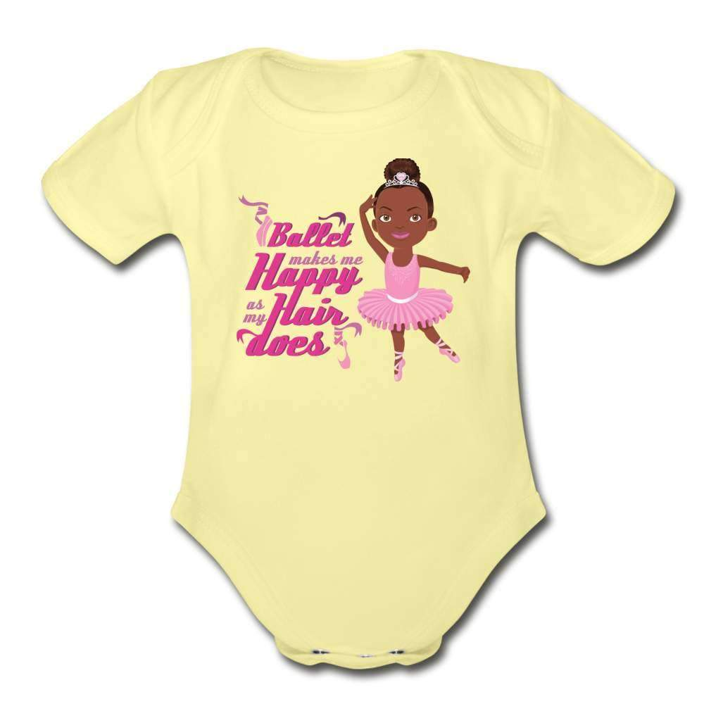 Happy Ballerina Organic Short Sleeve Baby Bodysuit-SPOD-Career T shirts and Onesies,Girls Clothes,Happy Ballerina,infant,Infants,Shop,SPOD