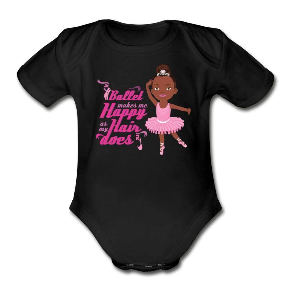 Happy Ballerina Organic Short Sleeve Baby Bodysuit-SPOD-Career T shirts and Onesies,Girls Clothes,Happy Ballerina,infant,Infants,Shop,SPOD